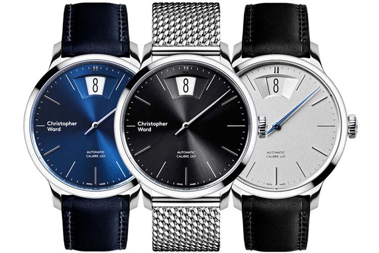 the wind up white blue black color watch