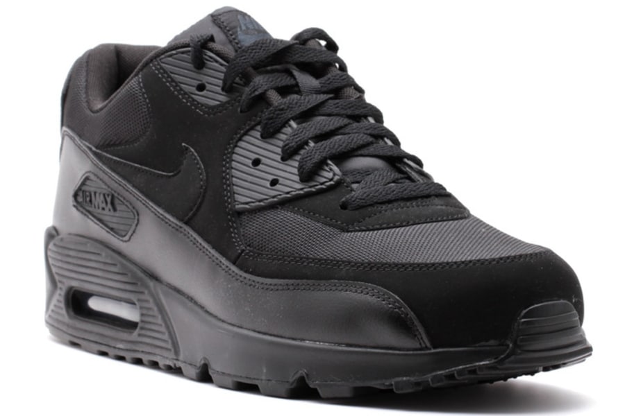 air max 90 triple black on feet