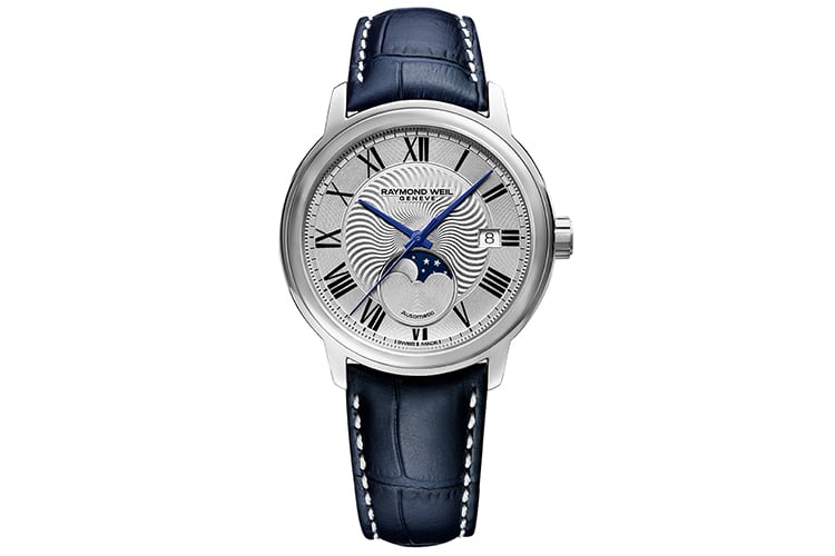 raymond weil maestro moonphase leather belt watch