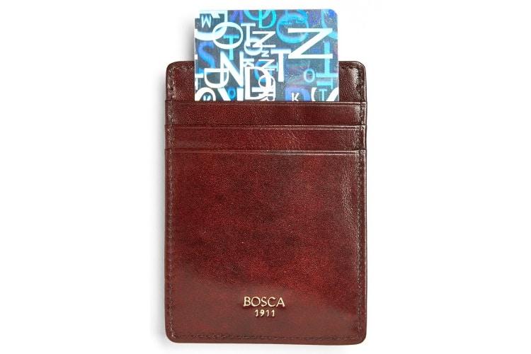 bosca leather money clip and card wallet