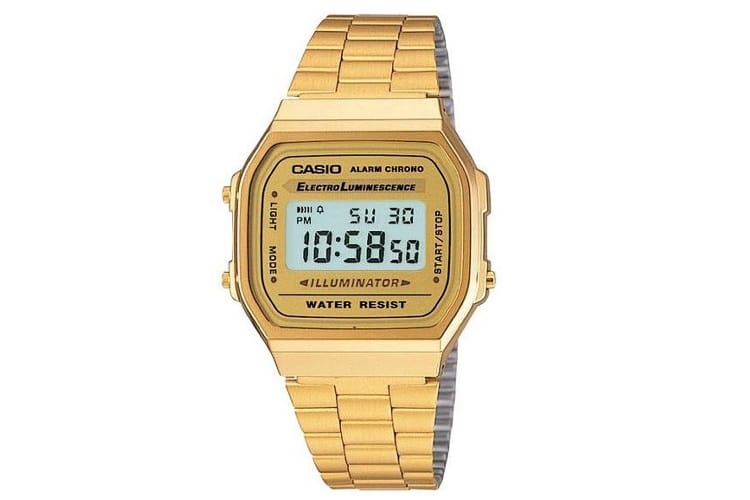 casio classic digital watch gold