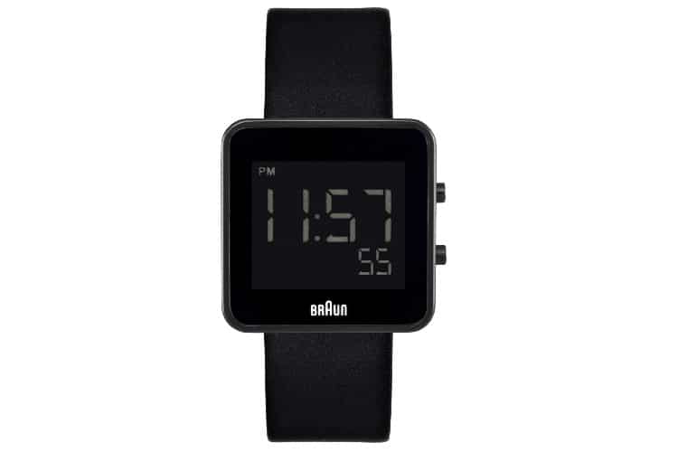 black digital rectangular led watch