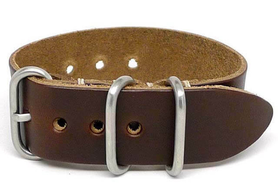 1 Piece Military Leather Watch Strap - Brown Chromexcel