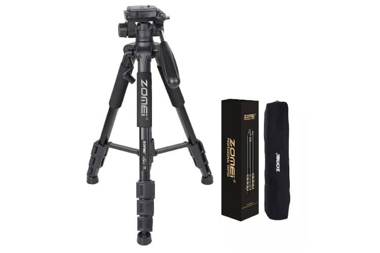 zomei q111 55 inch aluminium camera tripod setup