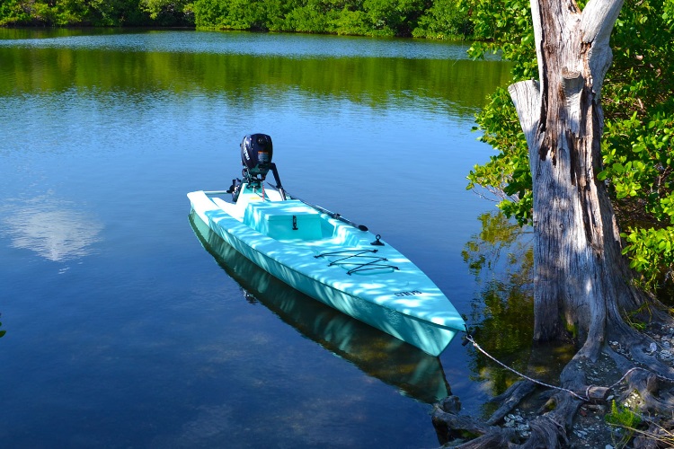 solo fisher boat near on the river