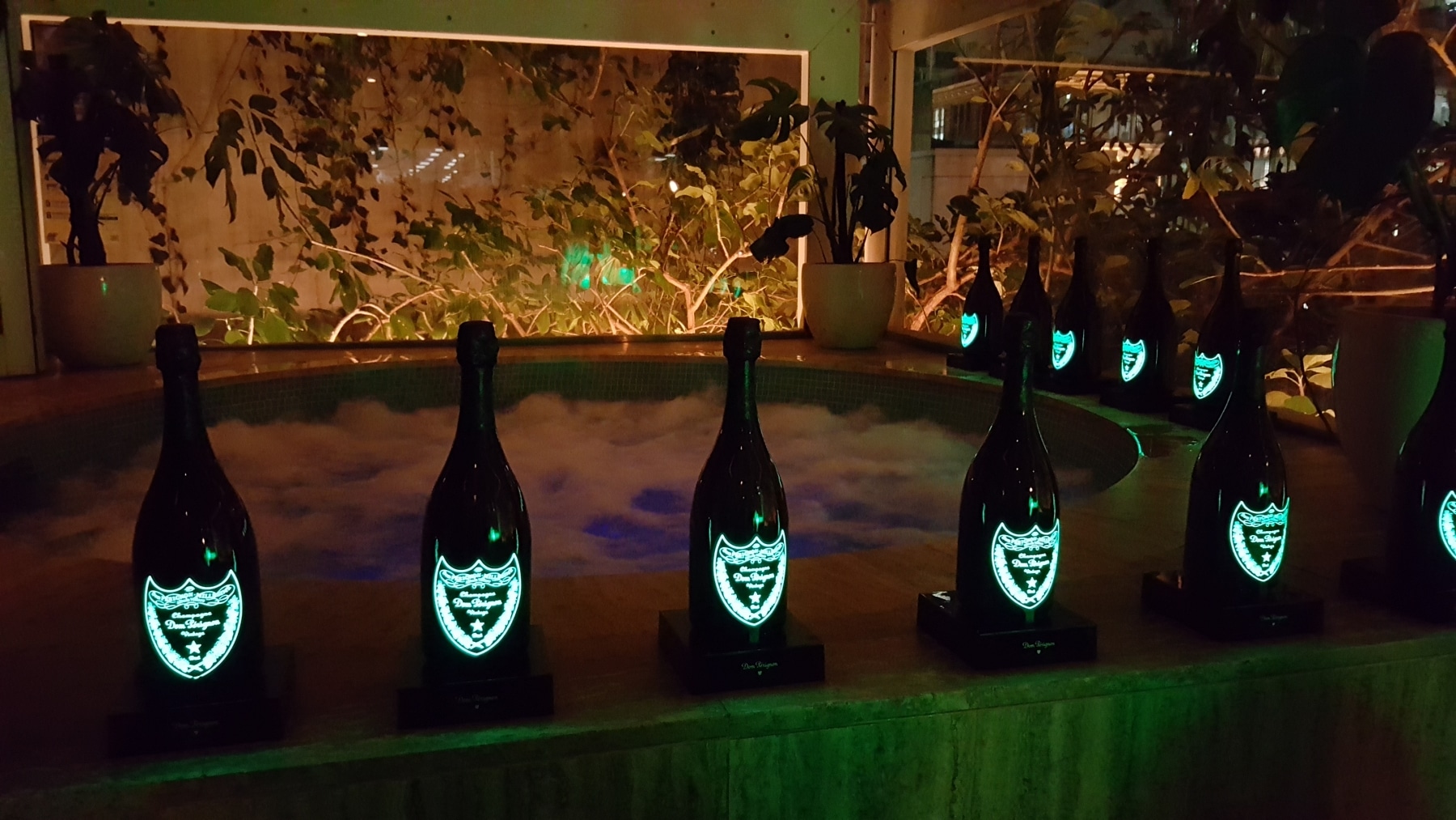 Empty Dom Pérignon Luminous Champagne Bottles 