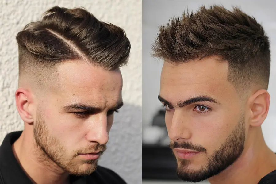 Hombres con corte de pelo corto peinado