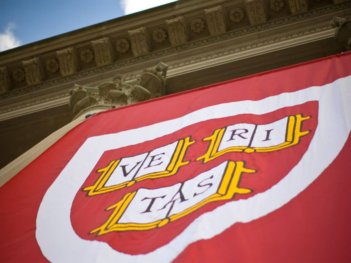 Harvard emblem on a banner