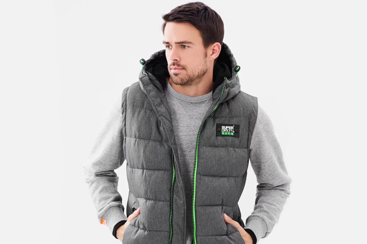 mens black puffer gilet