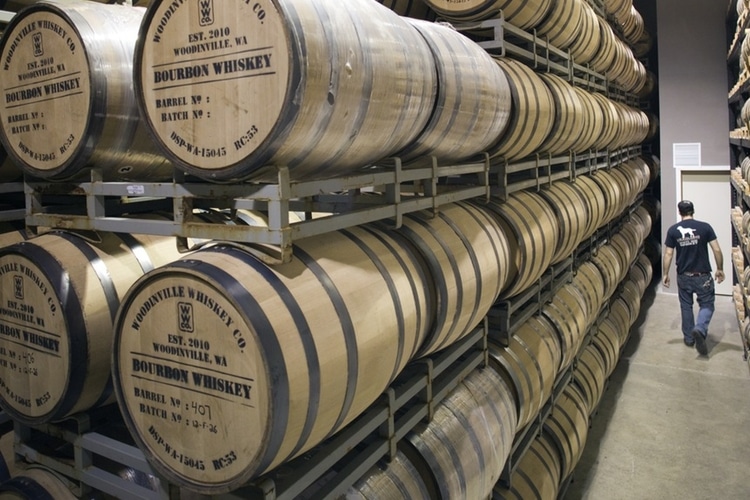 aging liquid poured in barrel