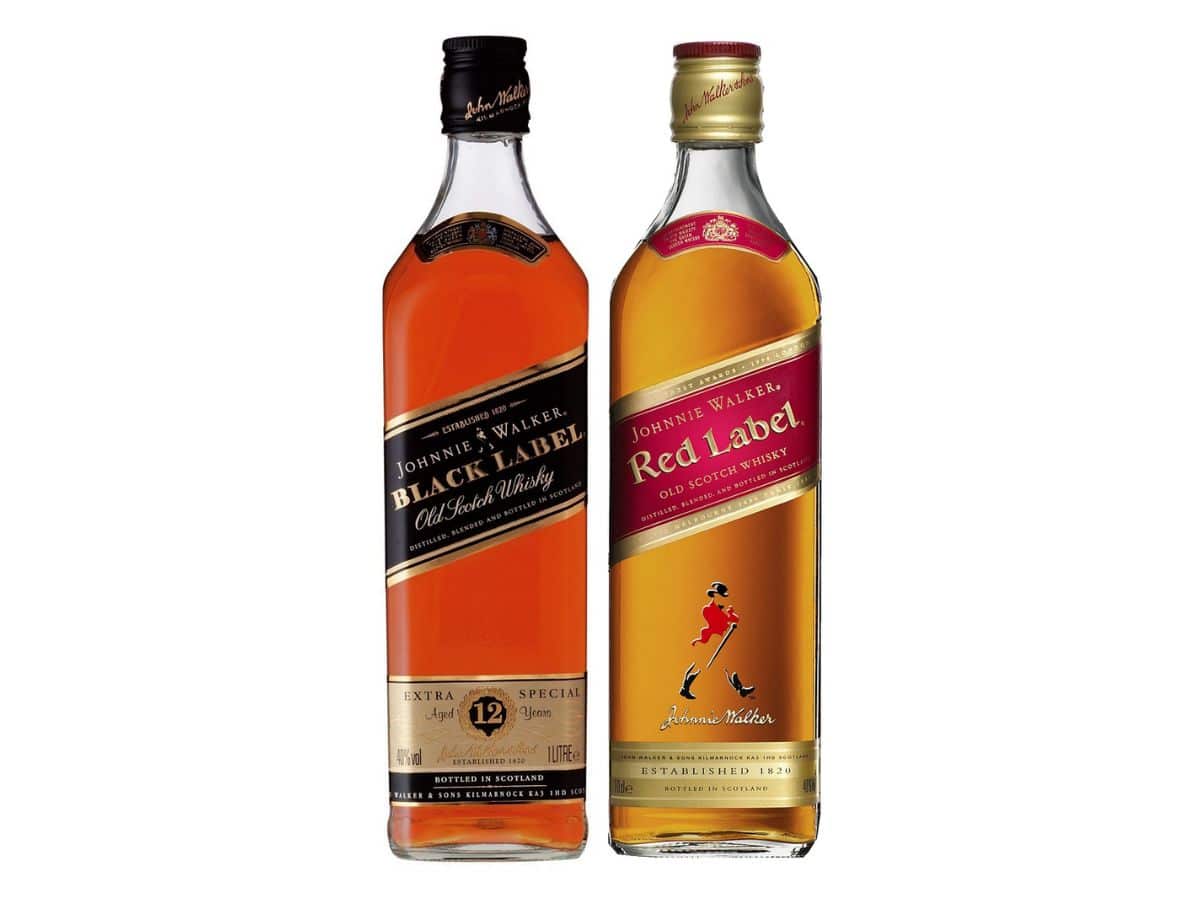 Bottles of Johnnie Walker Red and Black labels