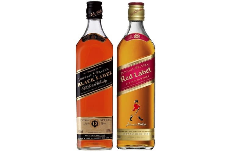 black label and red label whisky