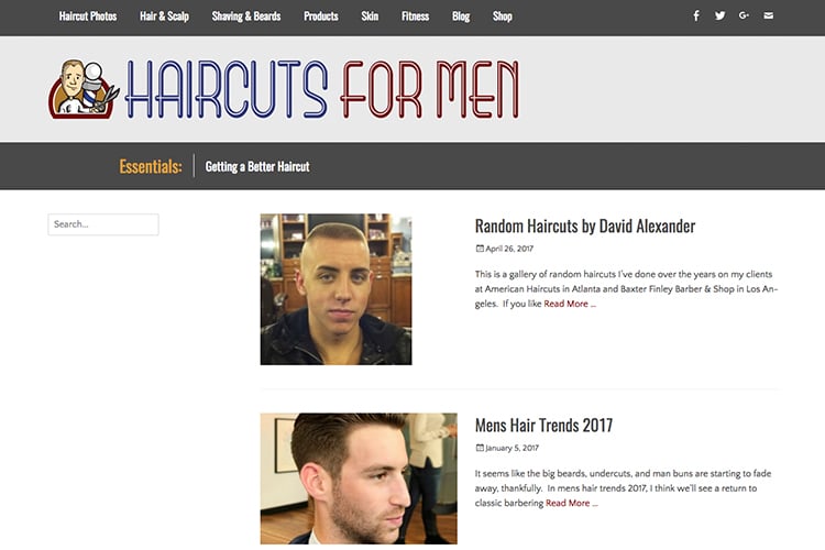 haircuts for men web portal