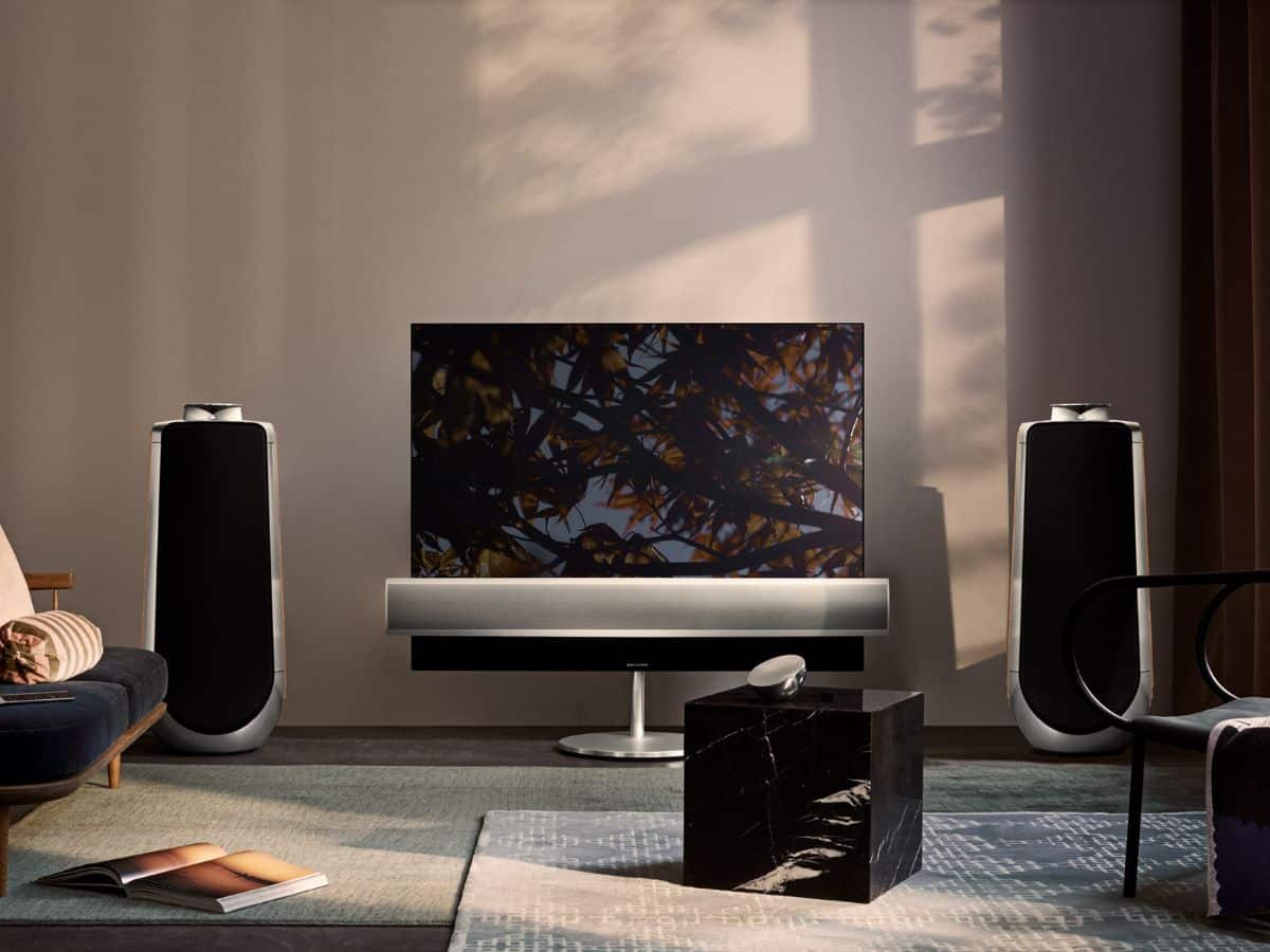 BeoVision Eclipse with Bang & Olufsen BeoLab loudspeaker in a living room