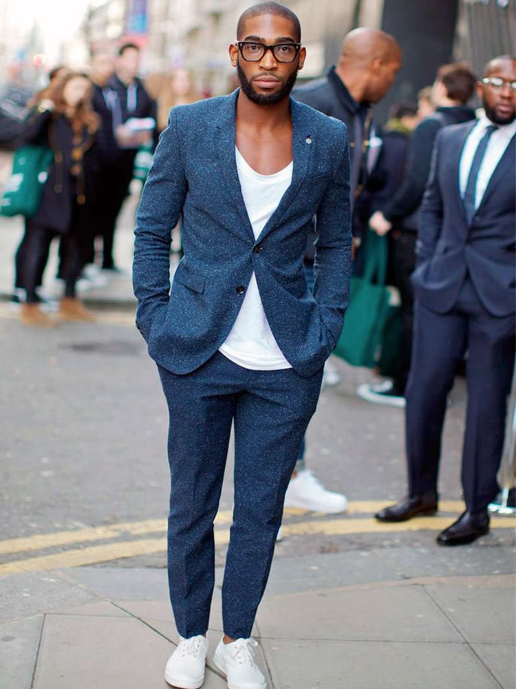men stand street wear suit