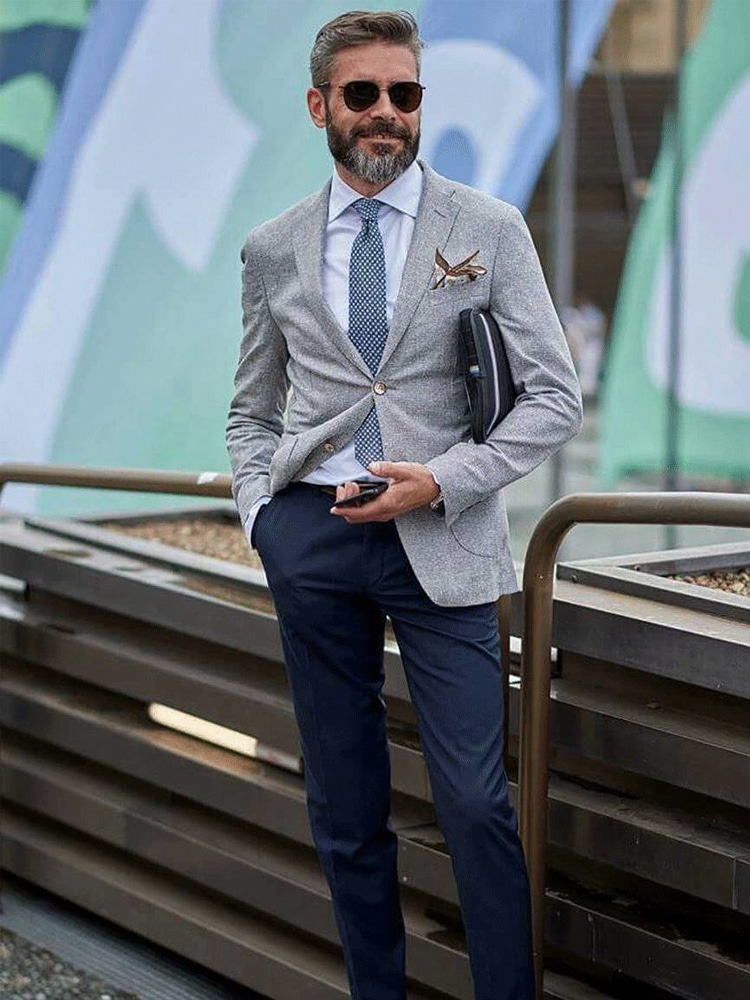 gray suit cocktail attire