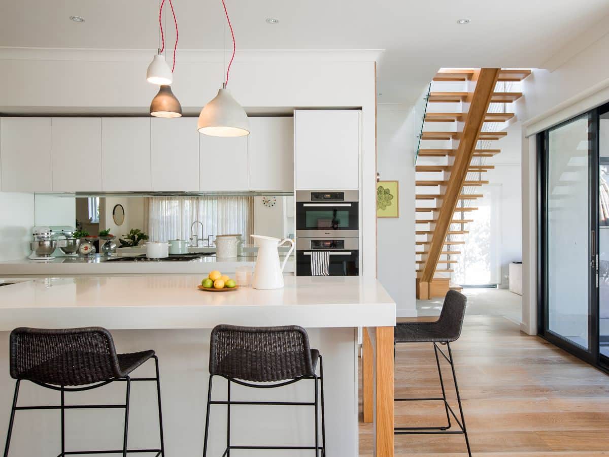 White dining table in a home