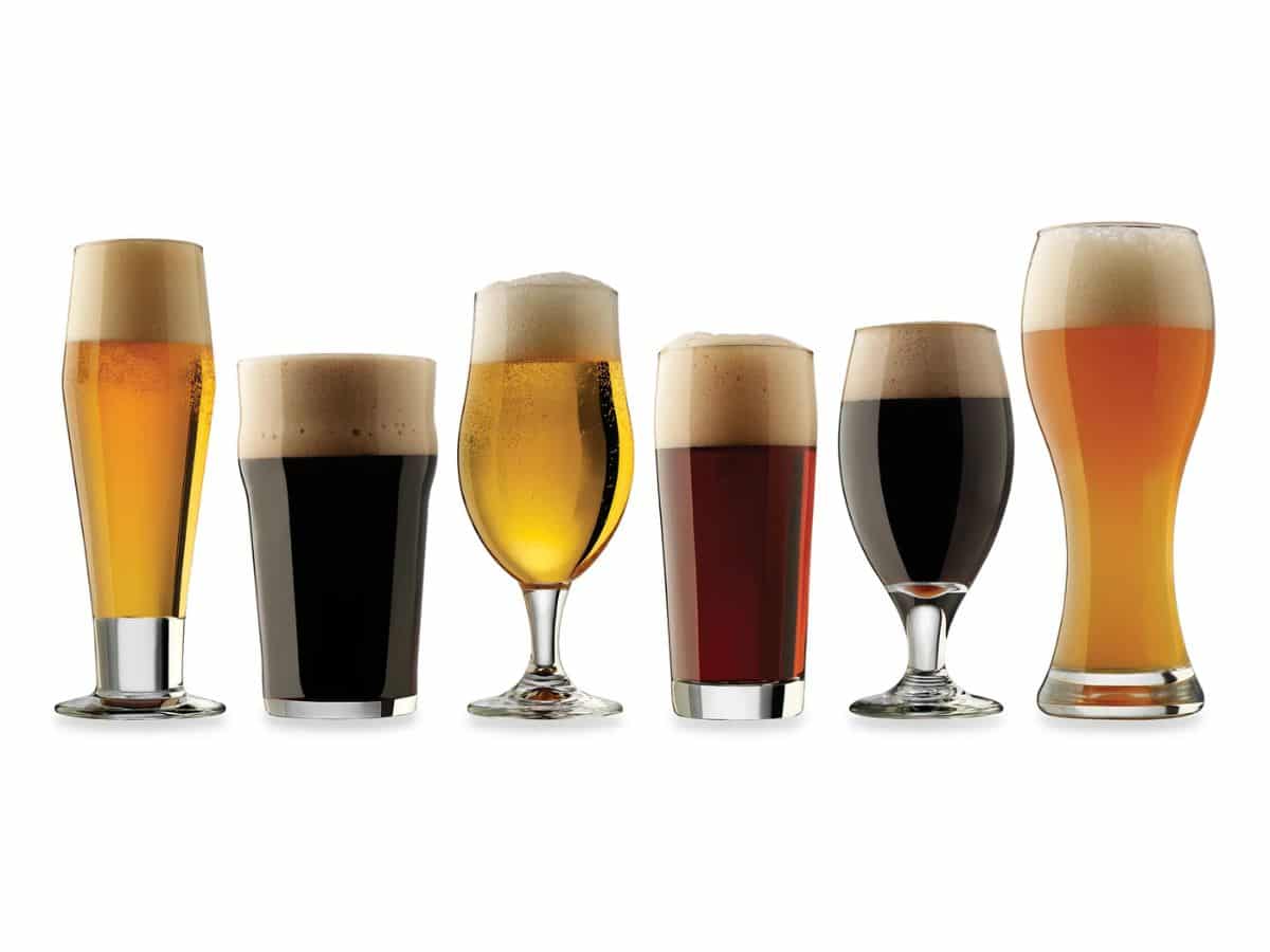 Different shaped beer glasses