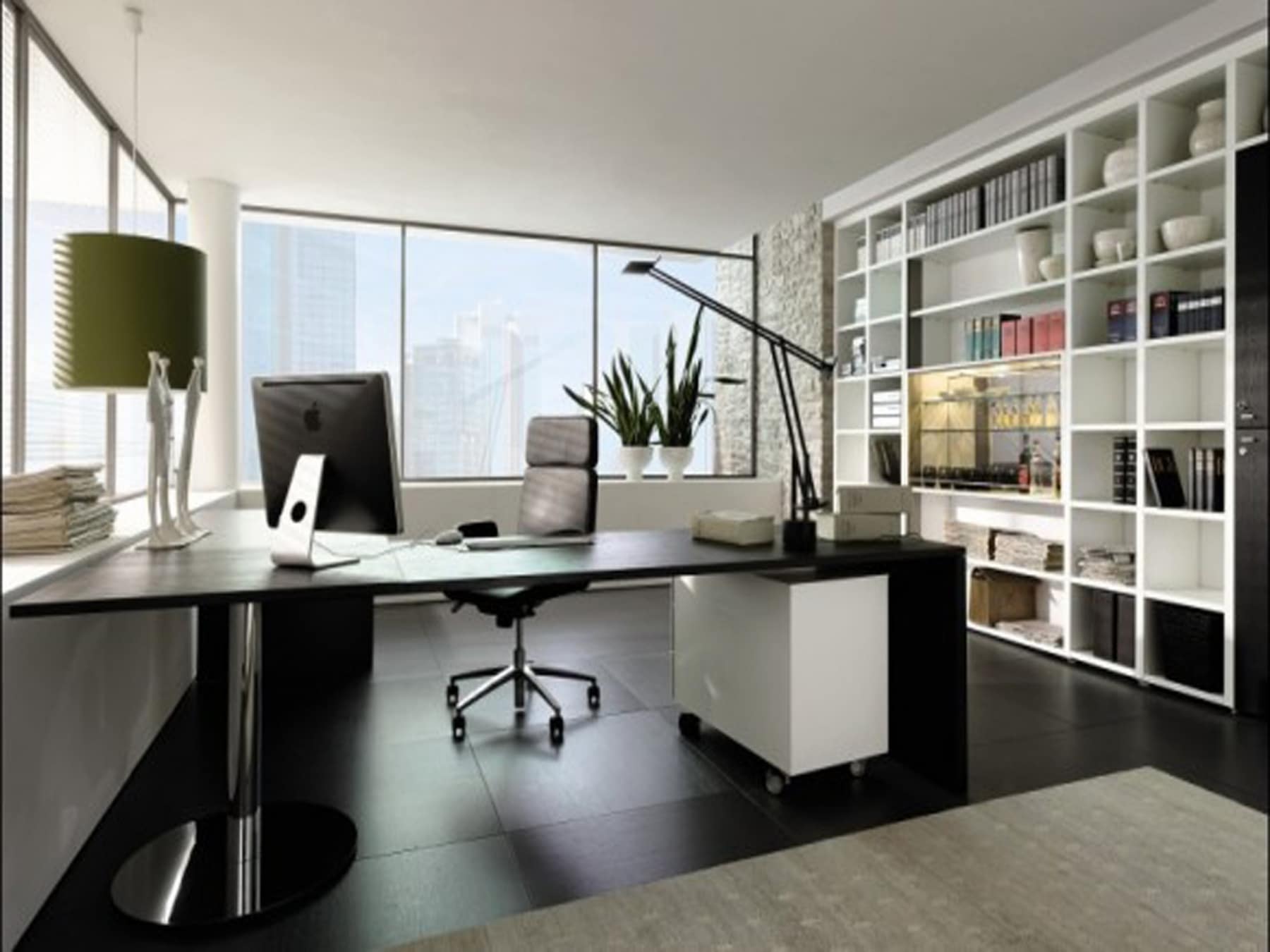 masculine black modern home office ideas