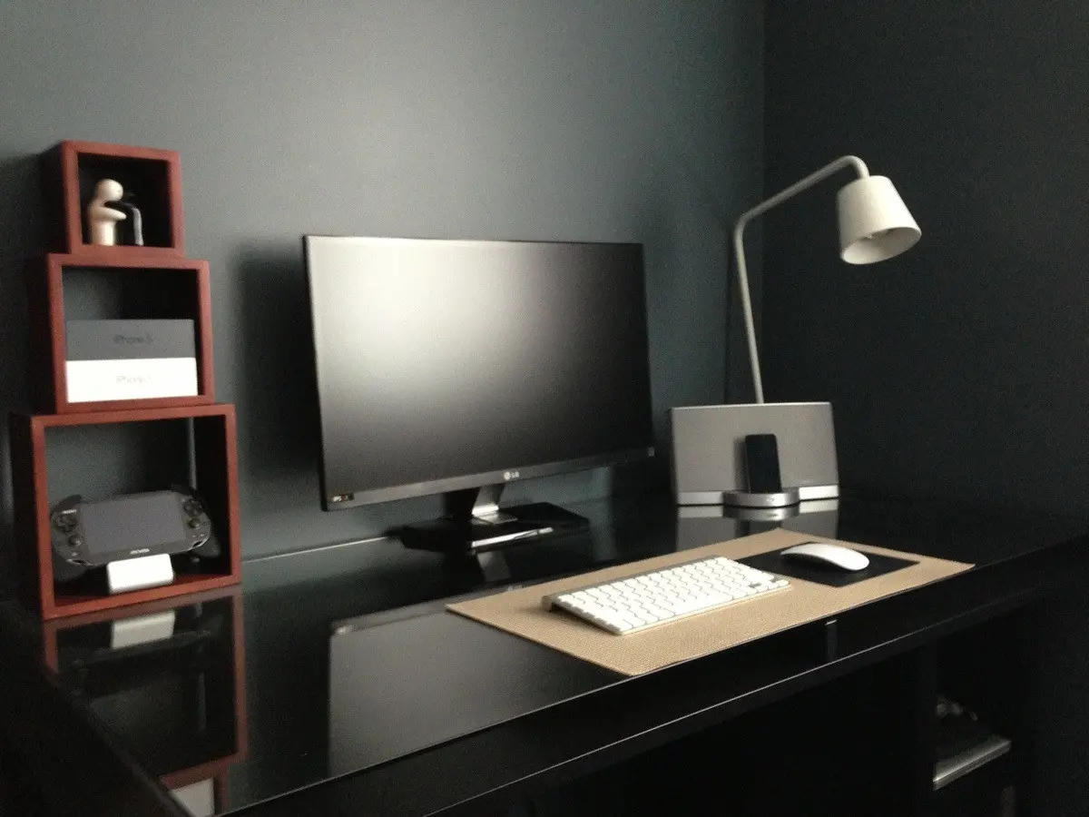 masculine minimalist black wall setup