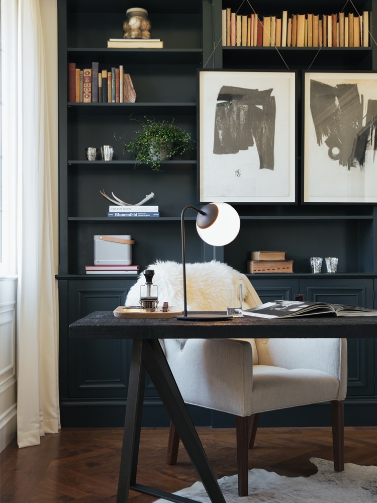 masculine home office black reck