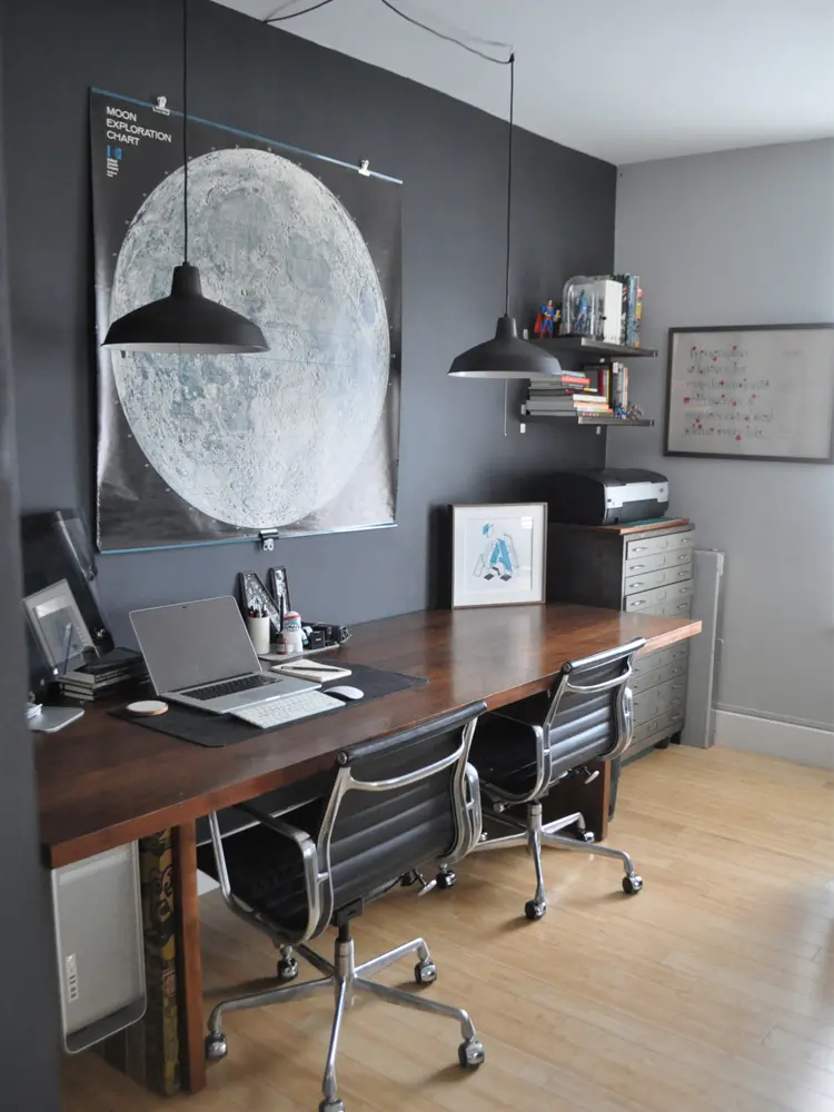 masculine hem kontor månen utforskning diagram skrivbord