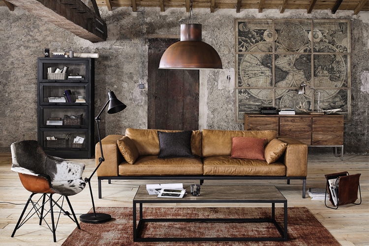 masculine rustic industrial living room