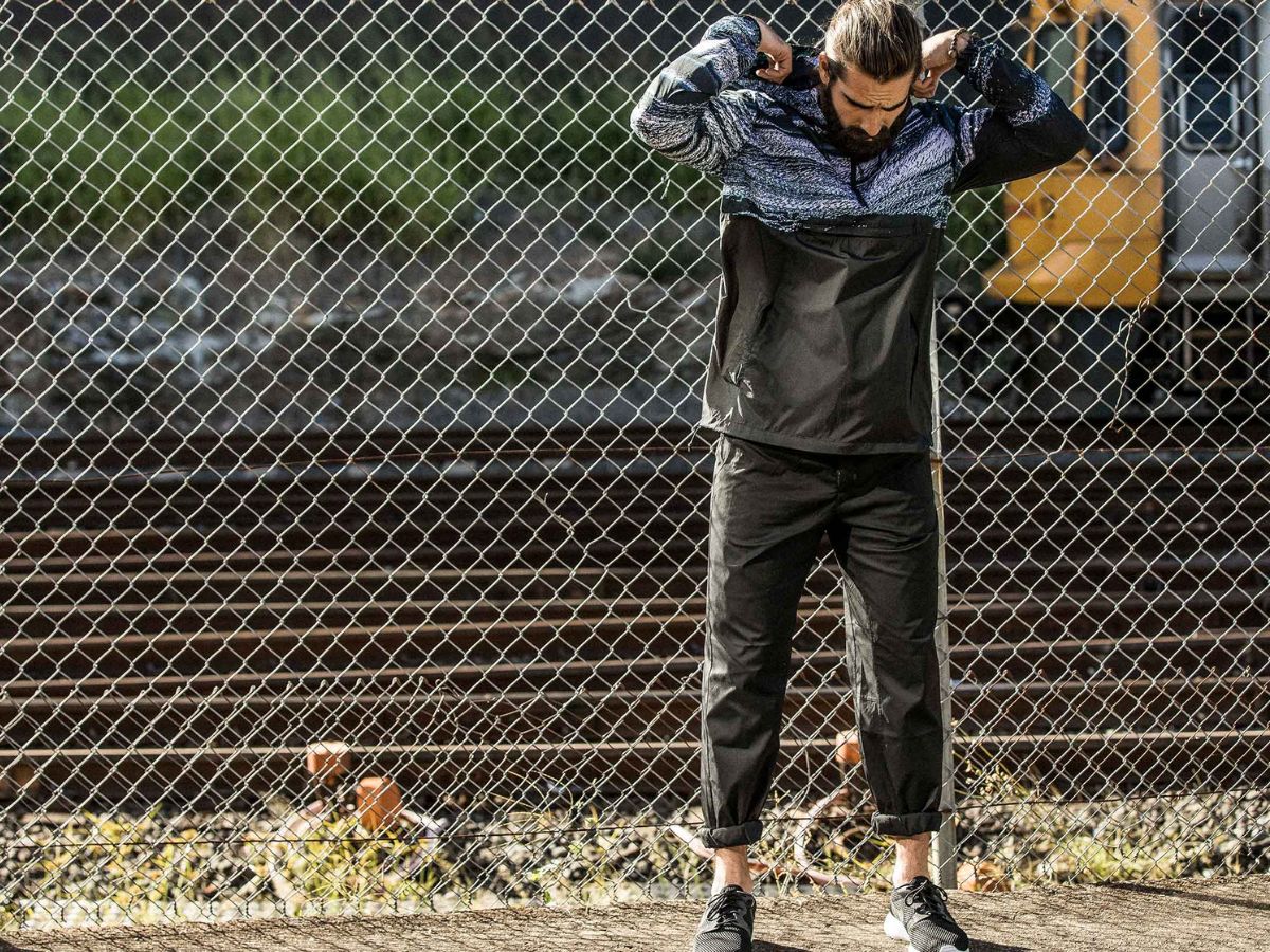 A model in SQD Athletica Kinesis Collection anorak