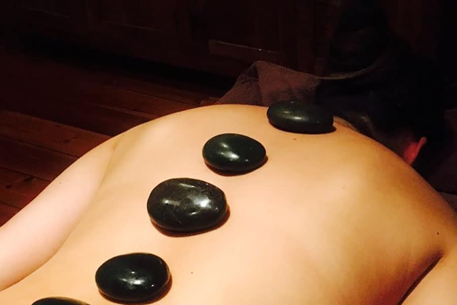 hot rocks on back massage