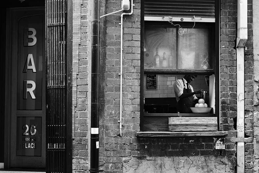 melbourne bar americano exterior brick facade black and white