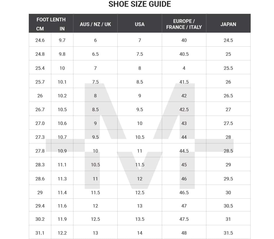 Uk Us Shoe Size Chart Mens