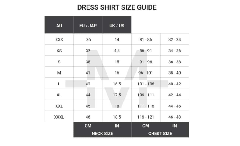 Australian Clothing Size Conversion Charts for Men | Man of Many