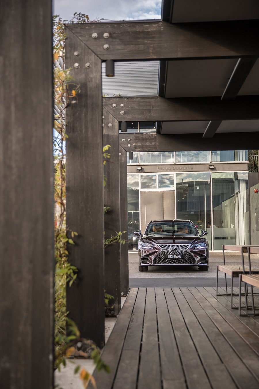 lexus ls 500 car in front of hotel