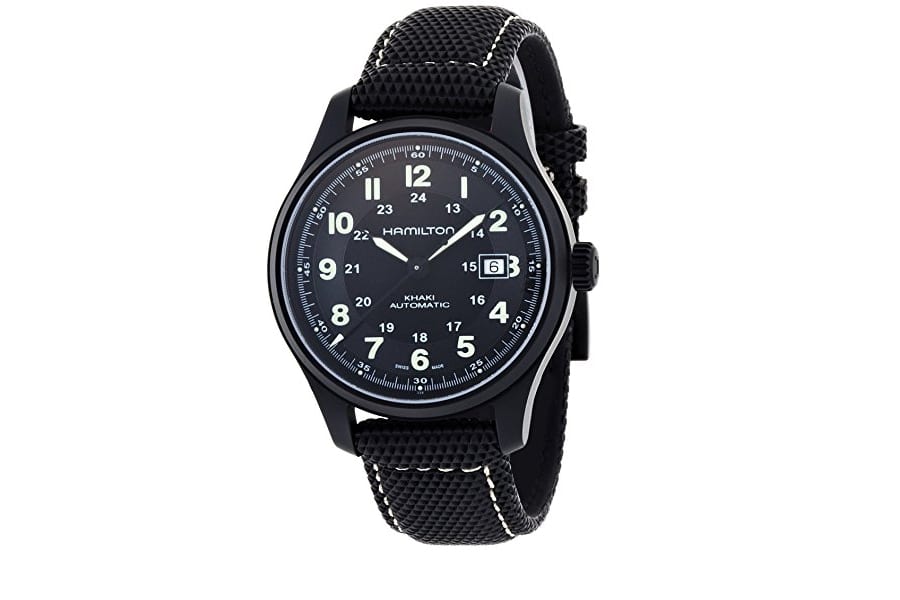 hamilton men field black dial watch