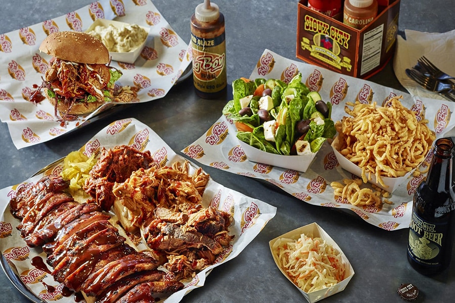 lunch spread ribs chips nachos