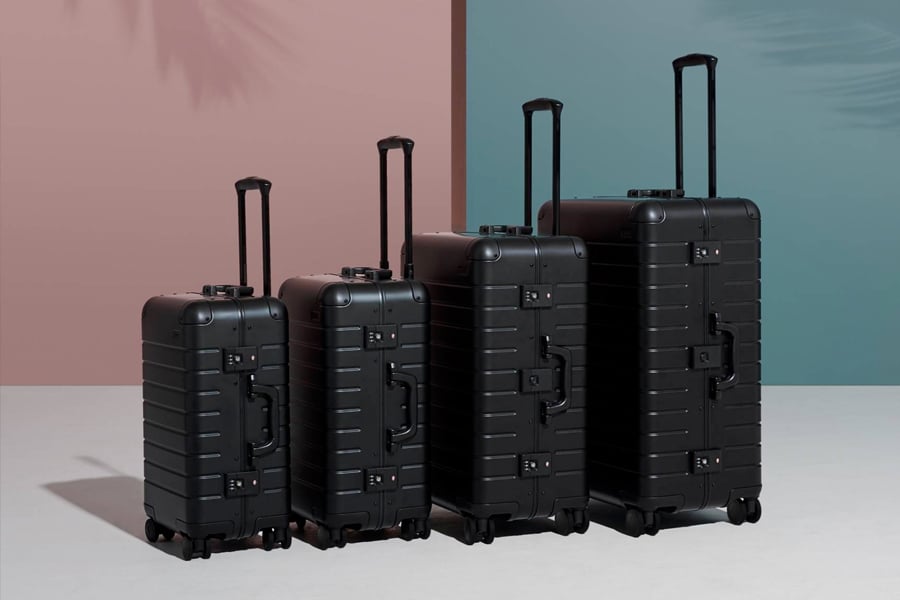 away luggage black aluminum