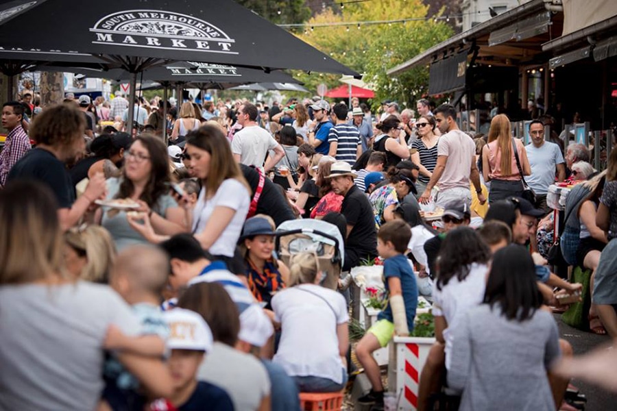 crowd of people at market