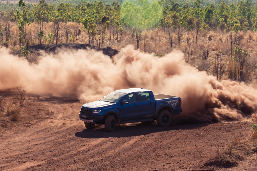 ford ranger raptor in the sand