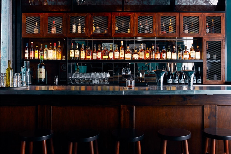 east village rustic wooden bar