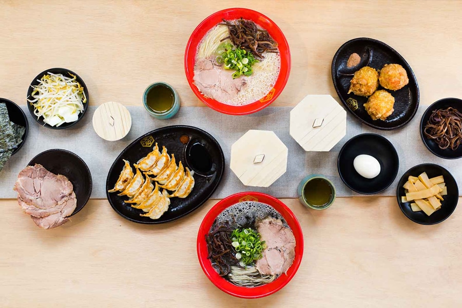 hakata gensuke ramen lunch flat lay