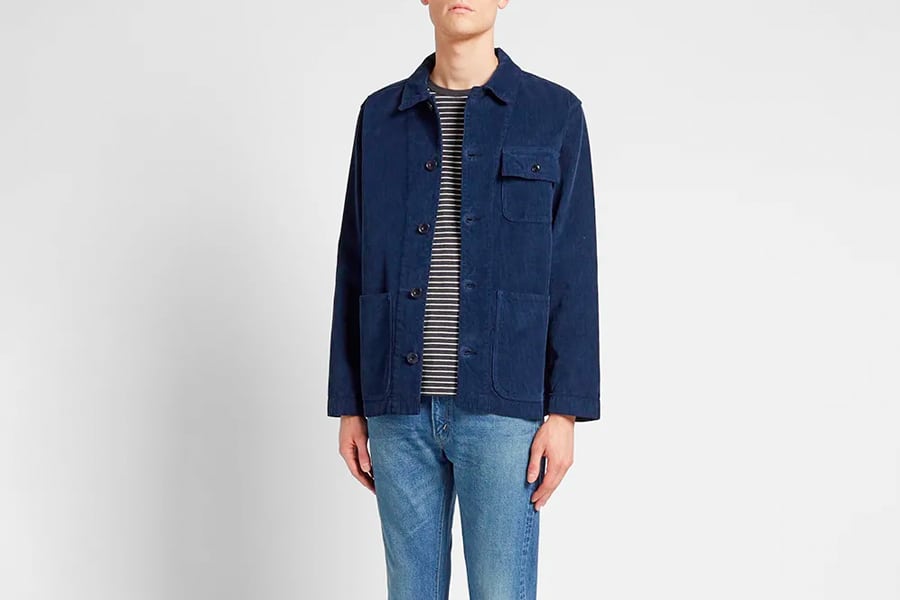 Albam Corduroy Railroad Chore Jacket in Navy