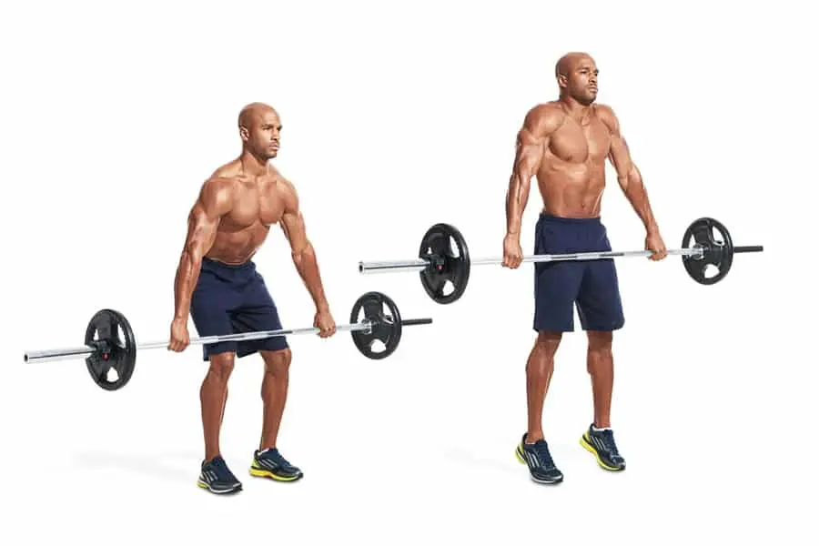  Standing barbell Shrugs