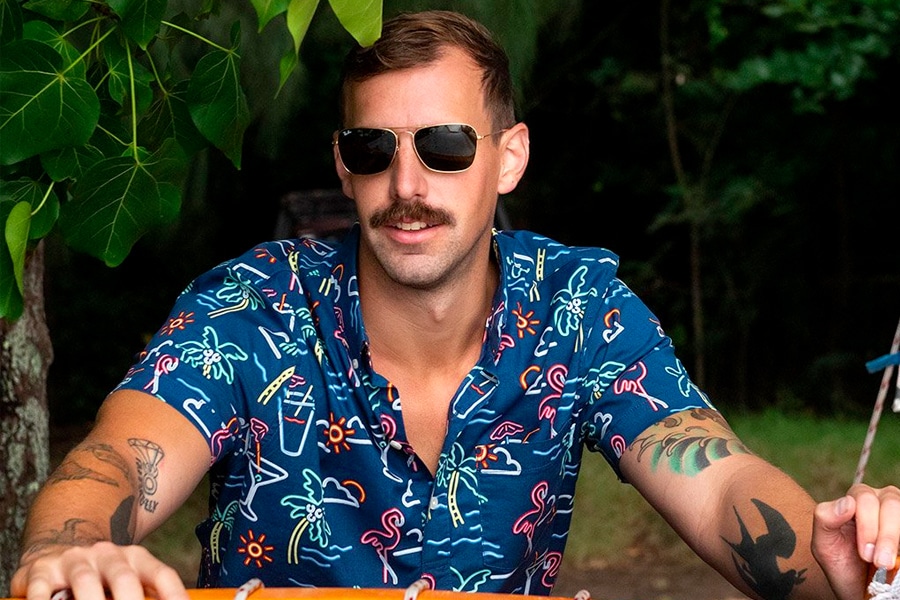 Man in Chubbies Hawaiian Shirt