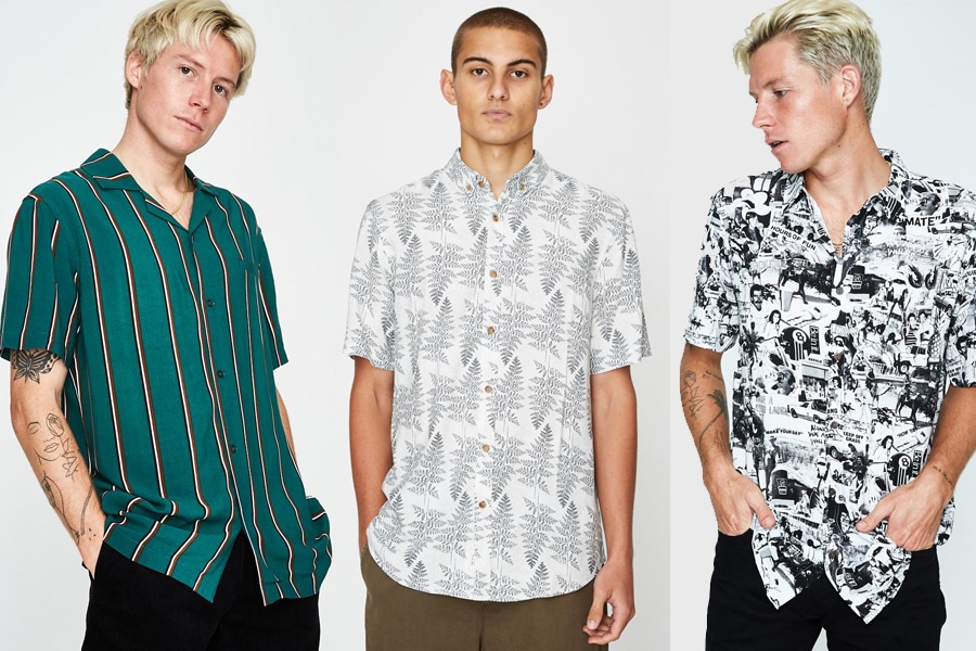 Models in Insight Hawaiian shirts