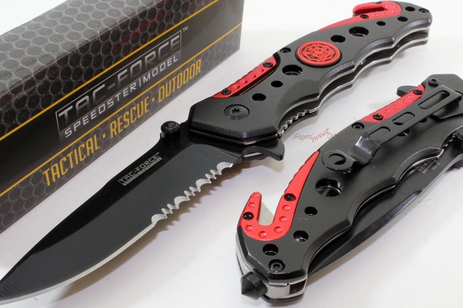 TAC Force Red Fire Fighter Tactical Knife