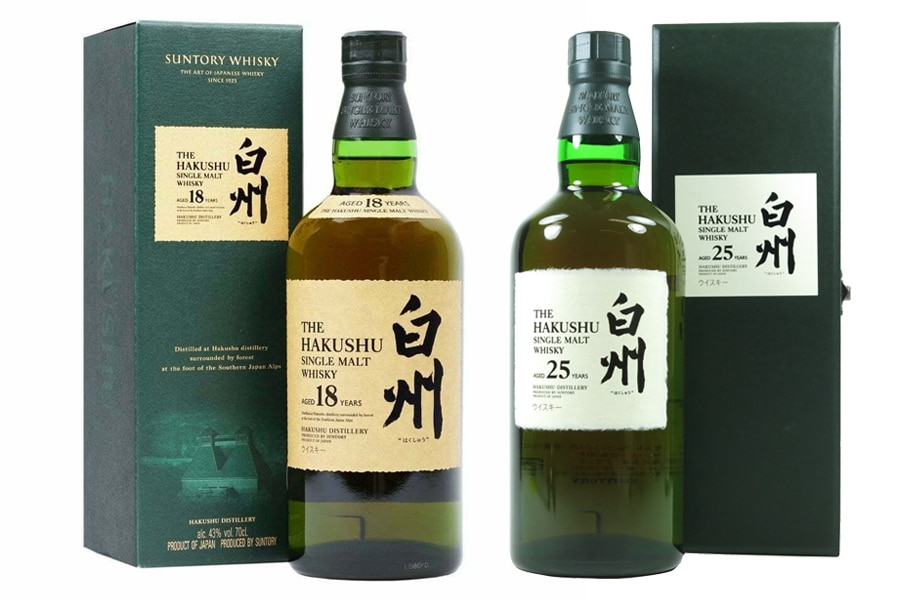 Hakushu whisky bottle and box