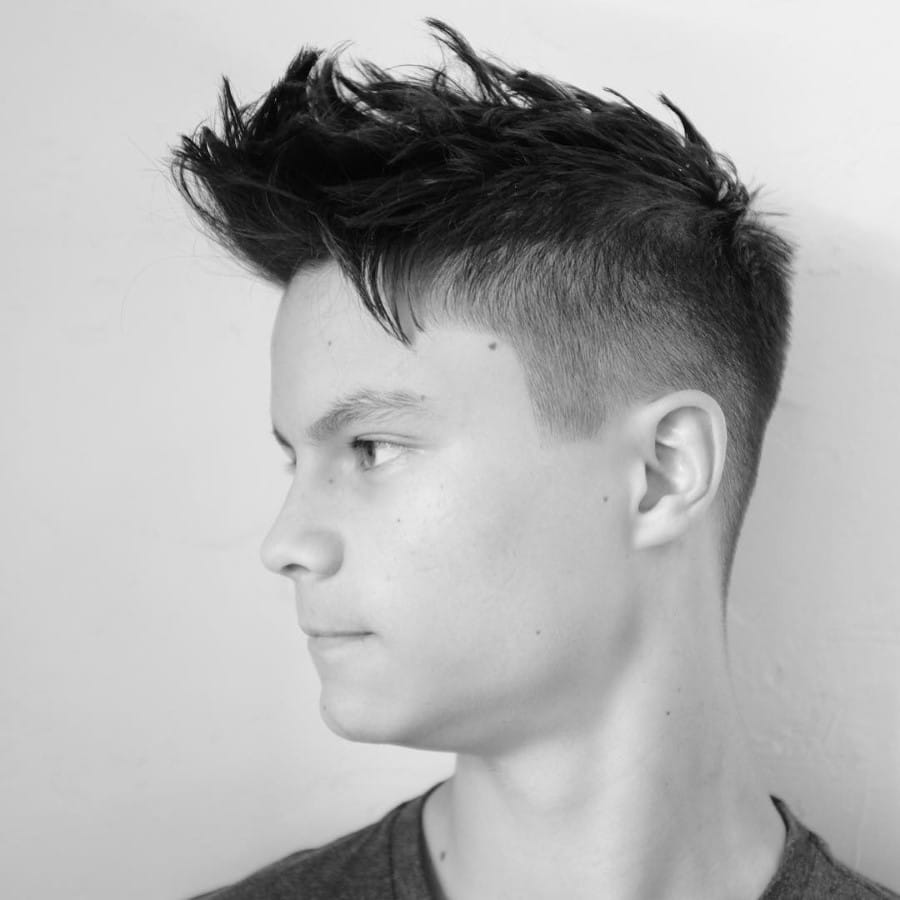 short back and sides with spikey tall fringe