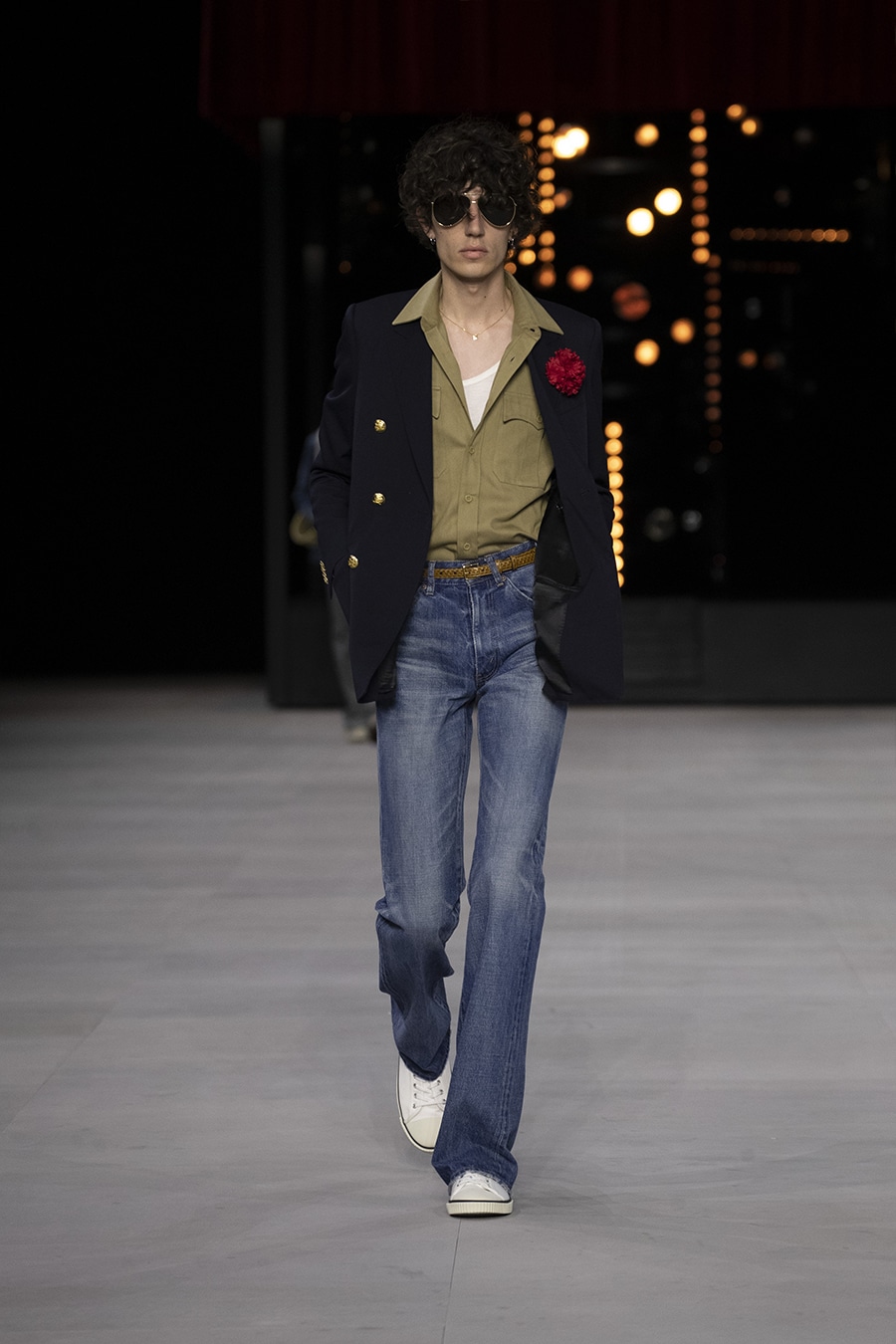 Male model on 70's inspired Celine runway