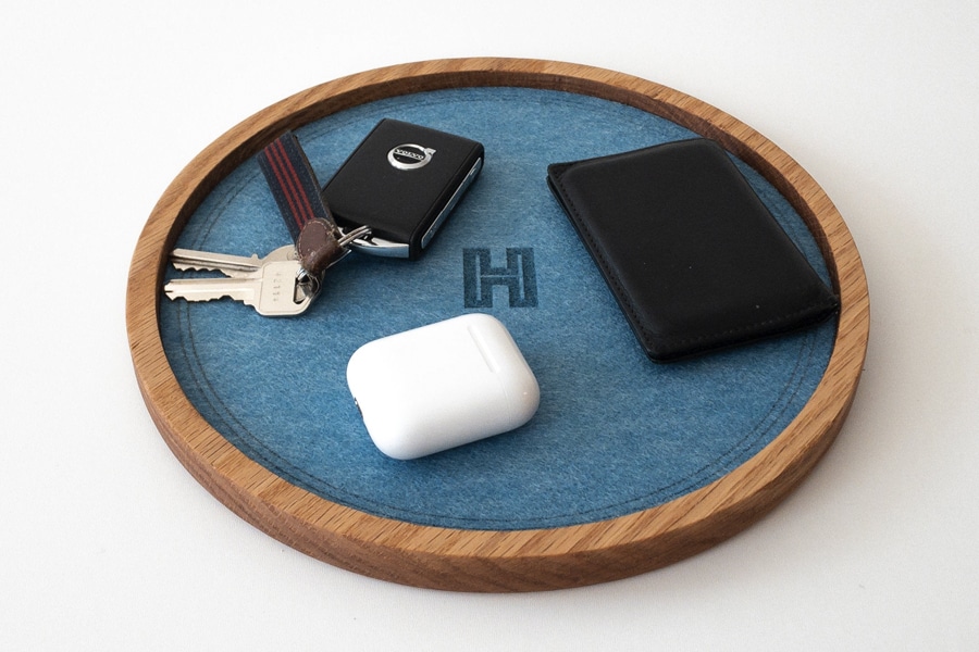 Felt and Wood Valet Tray