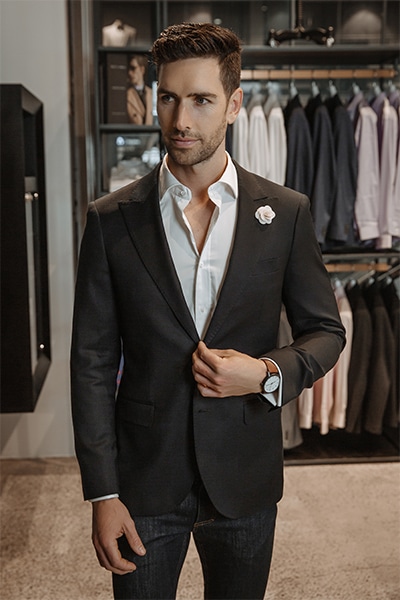 black casual suit